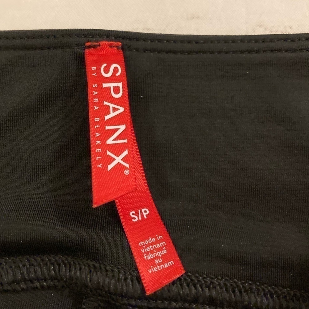SPANX Black Faux Leather Leggings Small - Picture 3 of 12